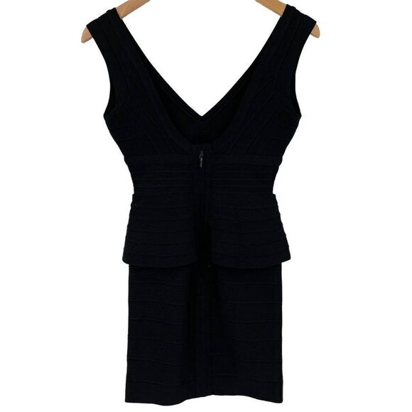 Herve Leger Rebeca Sleeveless Peplum Bandage Mini Dress Black Cocktail Small - Picture 8 of 14